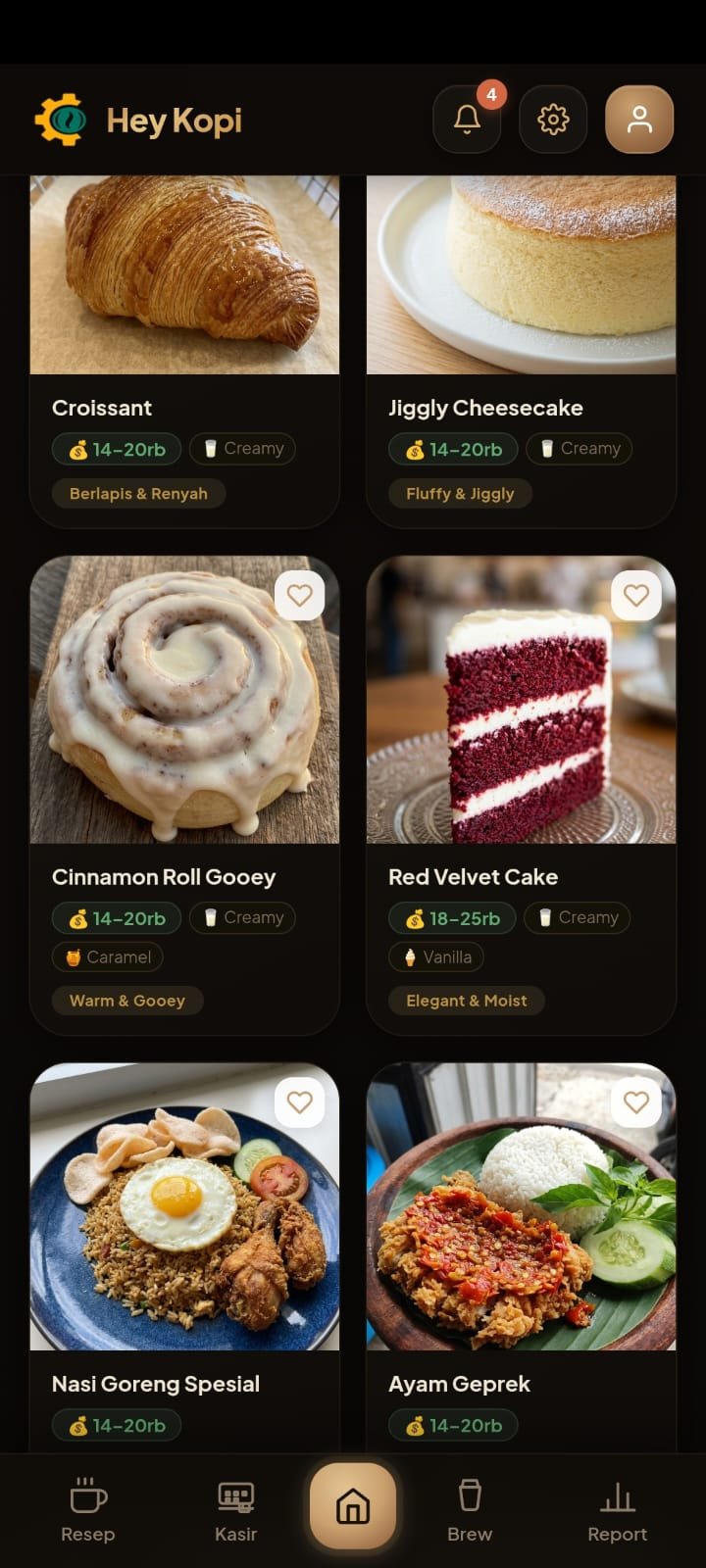 Menu makanan & bakery HeyKopi