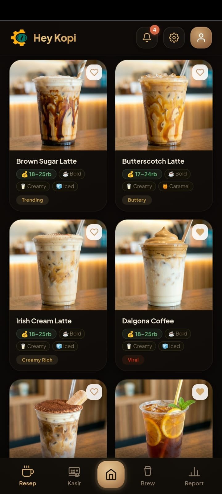 Menu kopi HeyKopi
