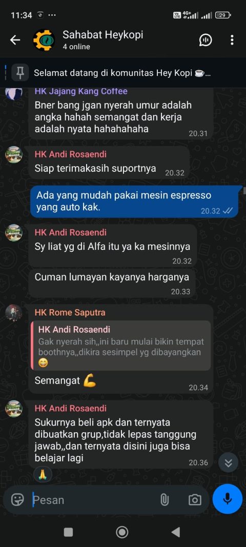 Sesama pengguna saling mendukung di grup Sahabat HeyKopi