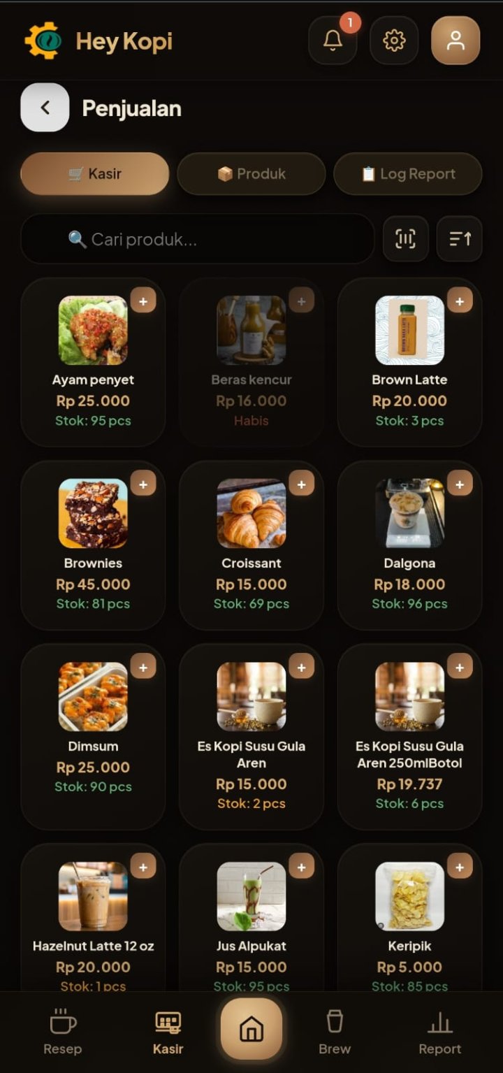 HeyKopi POS — layar Penjualan/Kasir